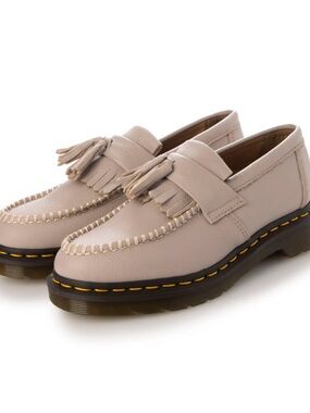 Dr. Martens ADRIAN Tassel Loafers in grayish taupe with Yellow Stitching